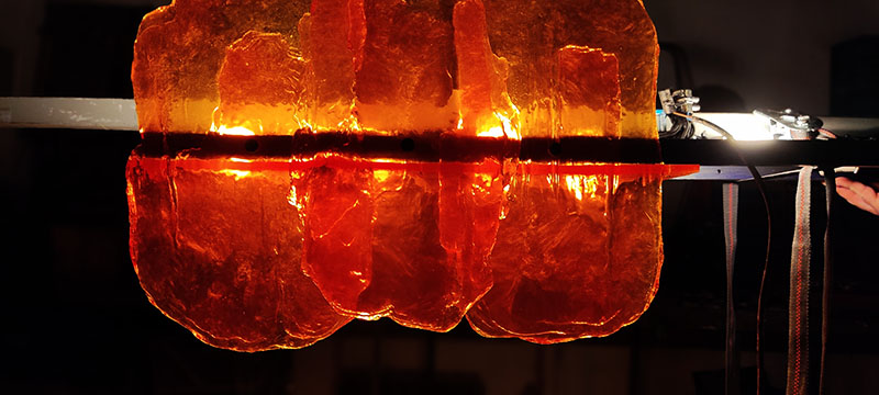 Amber resin piece for interior design